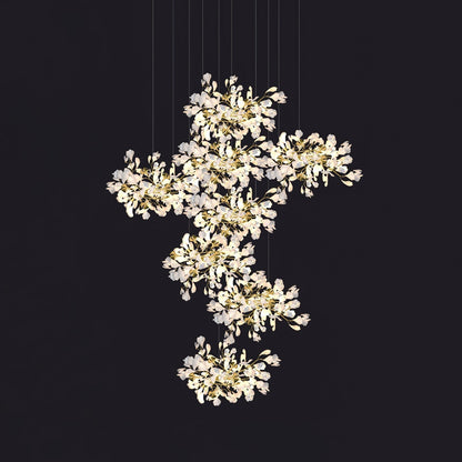Gingko Leaves Ceramics Spiral Branch Chandelier