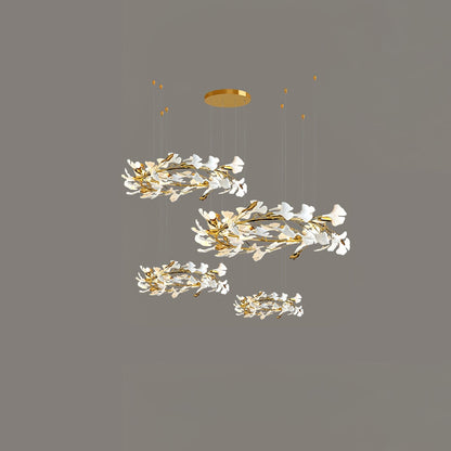 Gingko Leaves Ceramics Spiral Branch Chandelier
