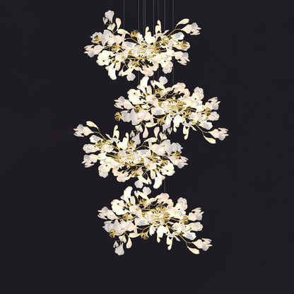 Gingko Leaves Ceramics Spiral Branch Chandelier