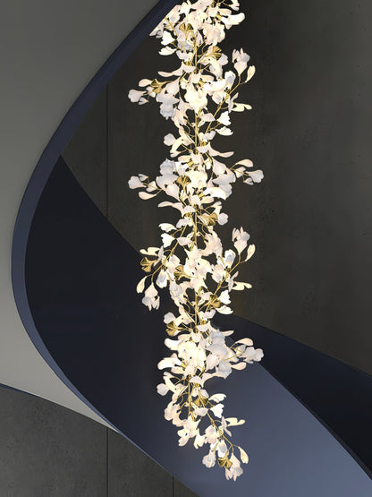 Gingko Leaves Ceramics Spiral Branch Chandelier