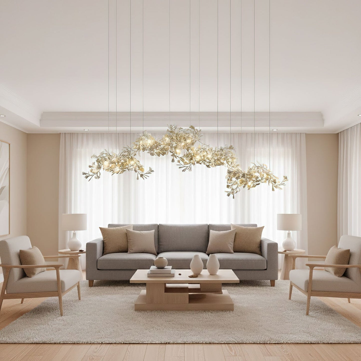 Gingko Ceramic Branch Chandelier C