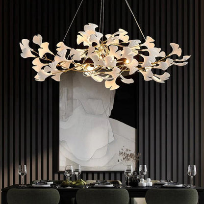 Ceramic Gingko Linear Branch Chandelier -  Morylighting