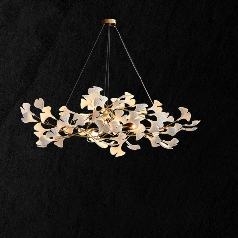 Ceramic Gingko Linear Branch Chandelier - Morylighting