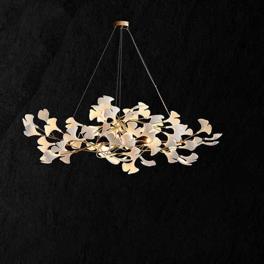 Ceramic Gingko Linear Branch Chandelier - Morylighting