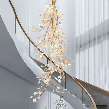 Ceramic Ginkgo Staircase  Long Branch Chandelier -  Morylighting