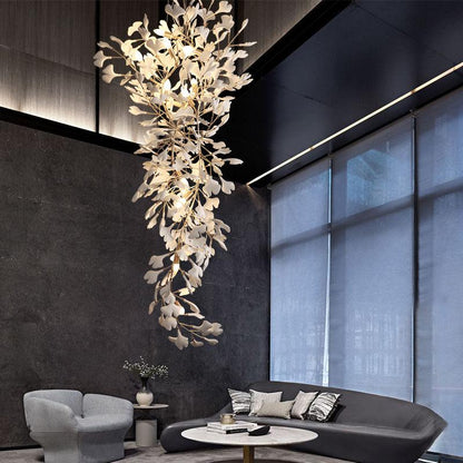 Ceramic Ginkgo Staircase  Long Branch Chandelier -  Morylighting