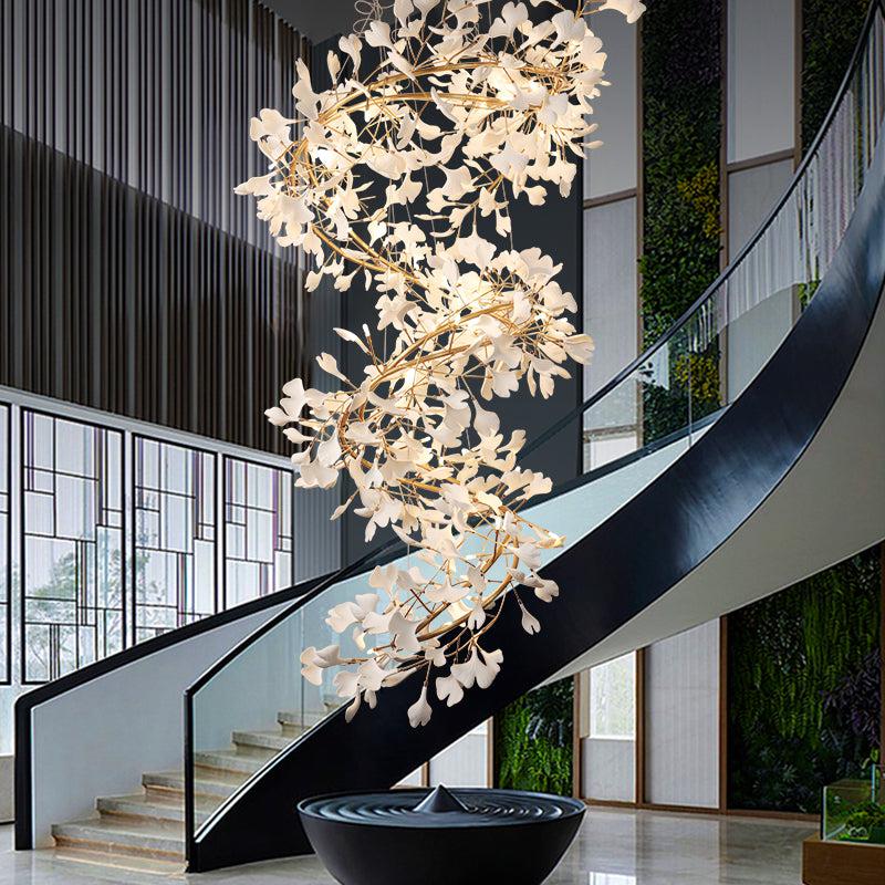 Ceramic Ginkgo Staircase  Long Branch Chandelier -  Morylighting
