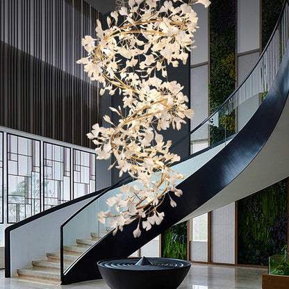 Ceramic Ginkgo Staircase  Long Branch Chandelier -  Morylighting