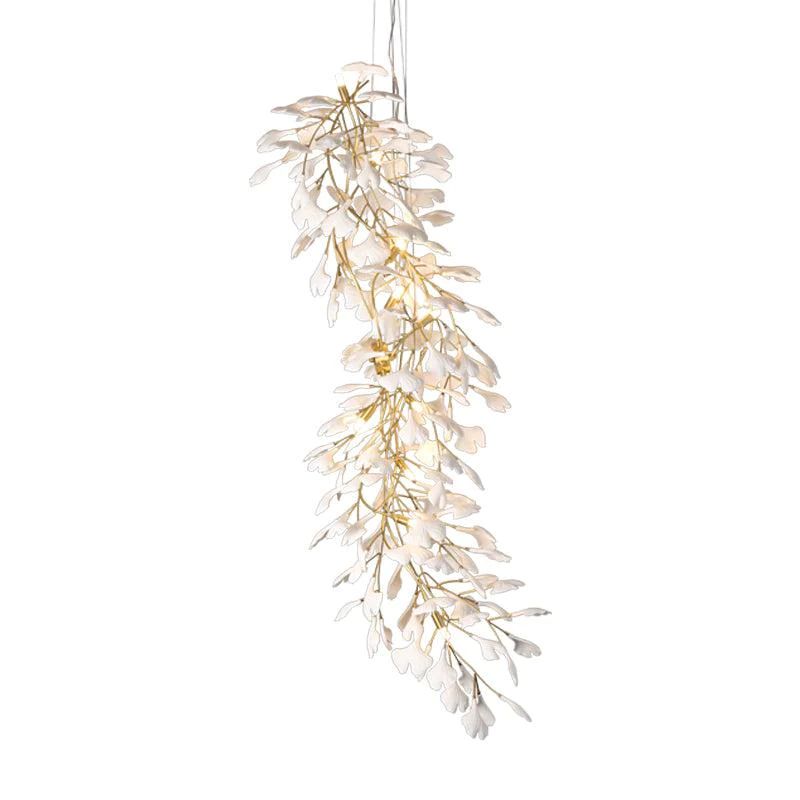 Ceramic Ginkgo Staircase  Long Branch Chandelier -  Morylighting