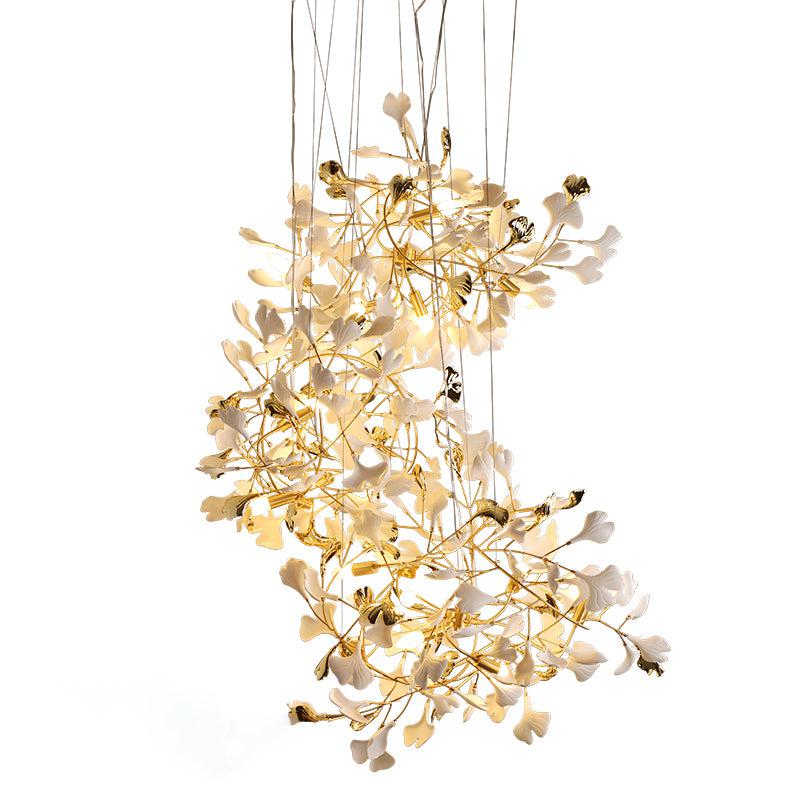Ceramic Ginkgo Staircase  Long Branch Chandelier -  Morylighting