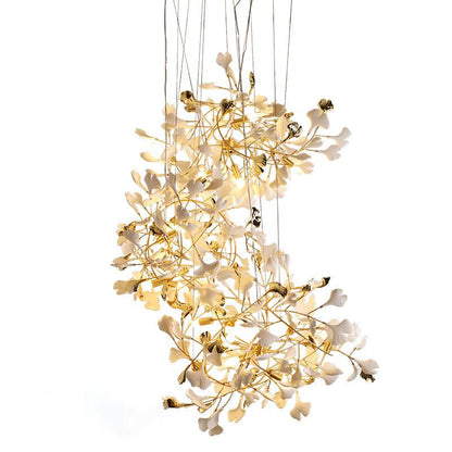 Ceramic Ginkgo Staircase  Long Branch Chandelier -  Morylighting