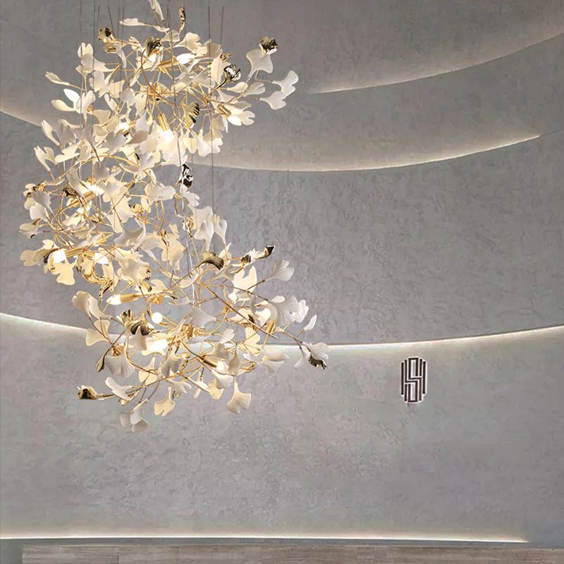 Ceramic Ginkgo Staircase  Long Branch Chandelier -  Morylighting