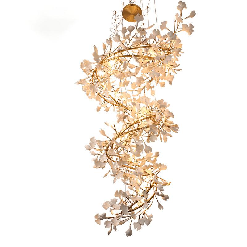 Ceramic Ginkgo Staircase  Long Branch Chandelier -  Morylighting
