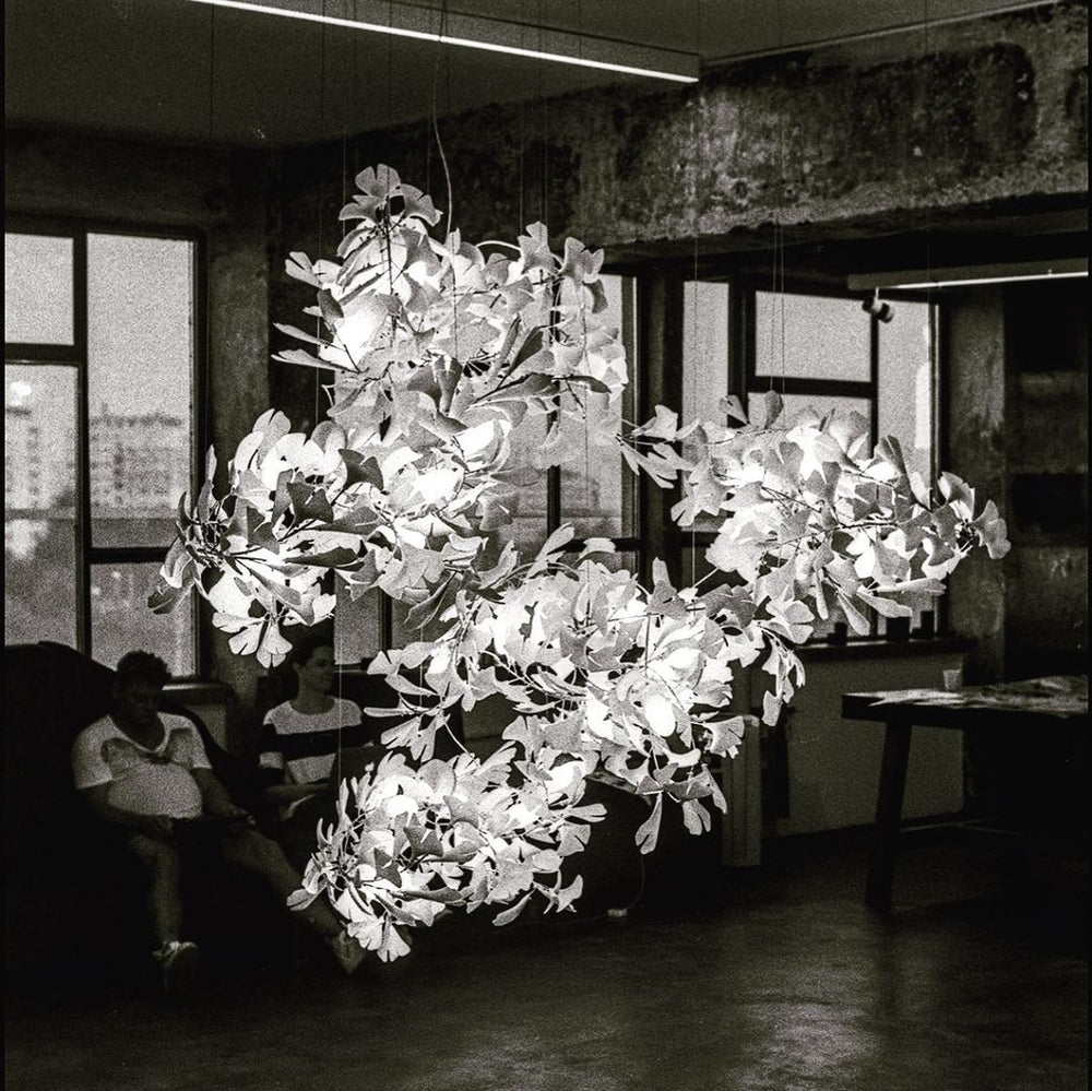 Gingko Leaves Ceramics Spiral Branch Chandelier