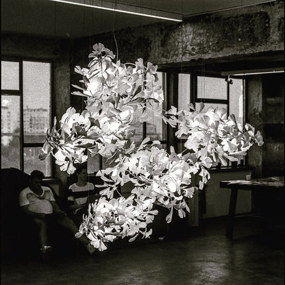 Gingko Leaves Ceramics Spiral Branch Chandelier