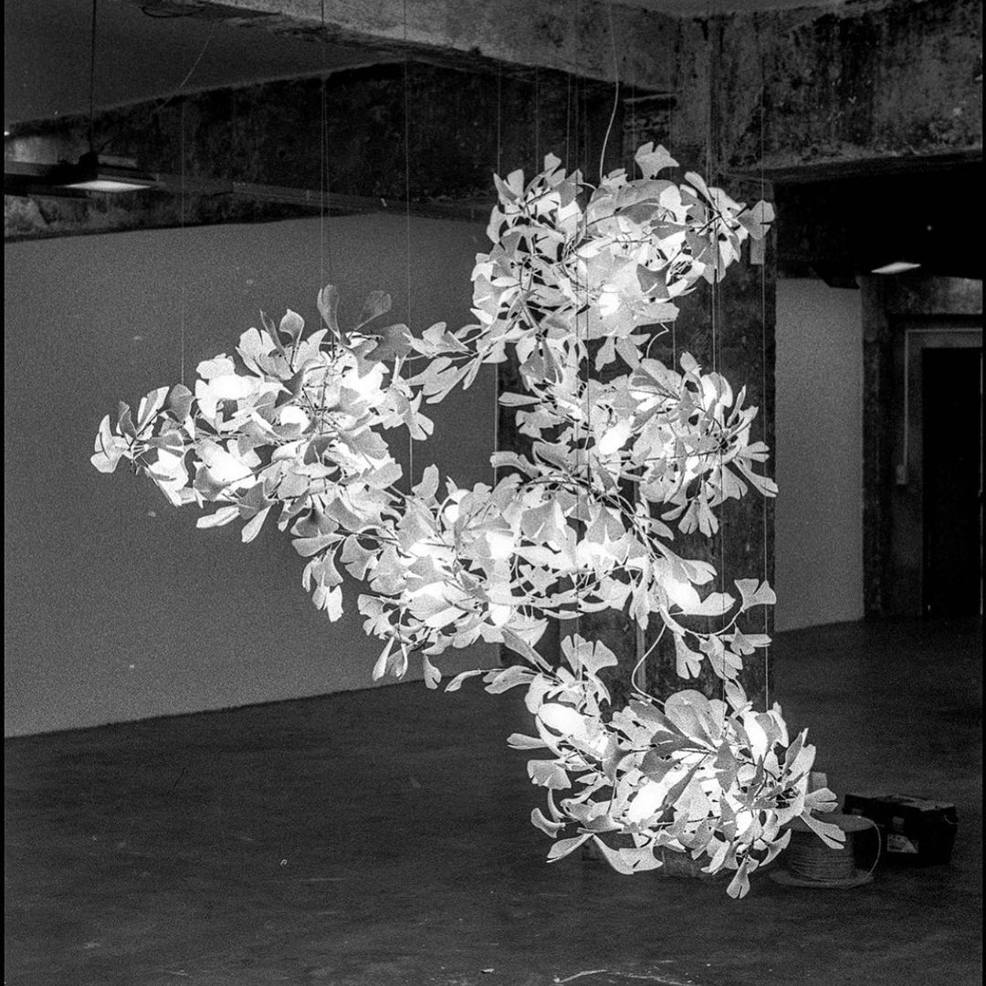 Gingko Leaves Ceramics Spiral Branch Chandelier