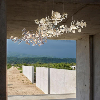 Gingko Leaves Ceramics Spiral Branch Chandelier