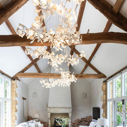 Gingko Leaves Ceramics Spiral Branch Chandelier