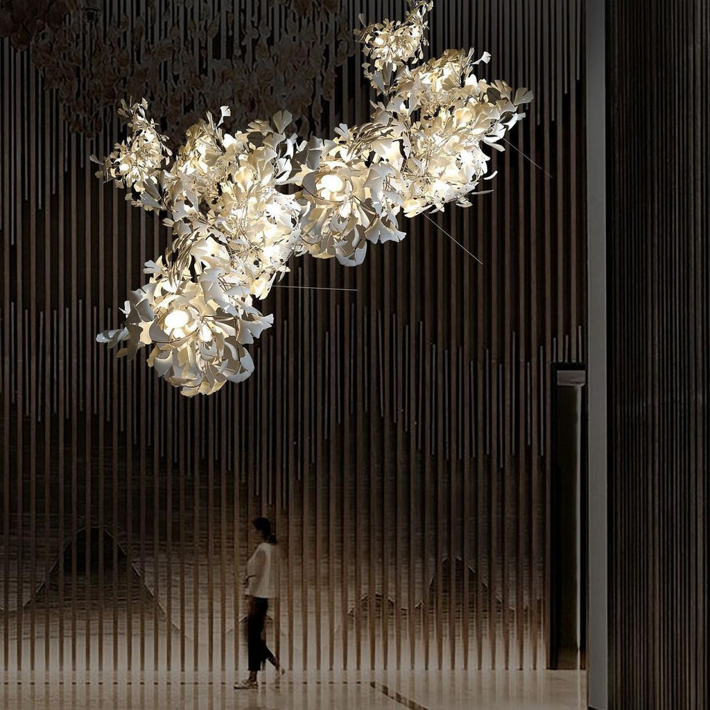 Gingko Leaves Ceramics Spiral Branch Chandelier
