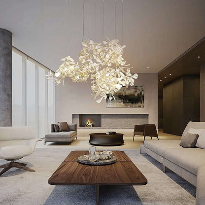 Gingko Leaves Ceramics Spiral Branch Chandelier