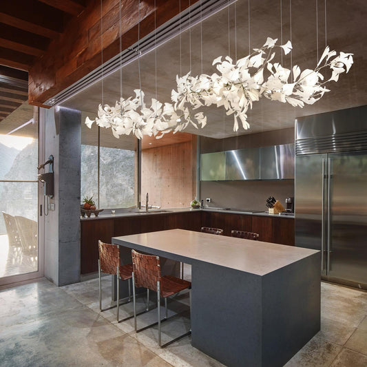 Gingko Leaves Ceramics Spiral Branch Chandelier