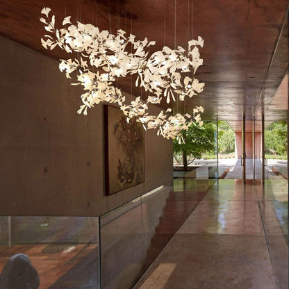 Gingko Leaves Ceramics Spiral Branch Chandelier