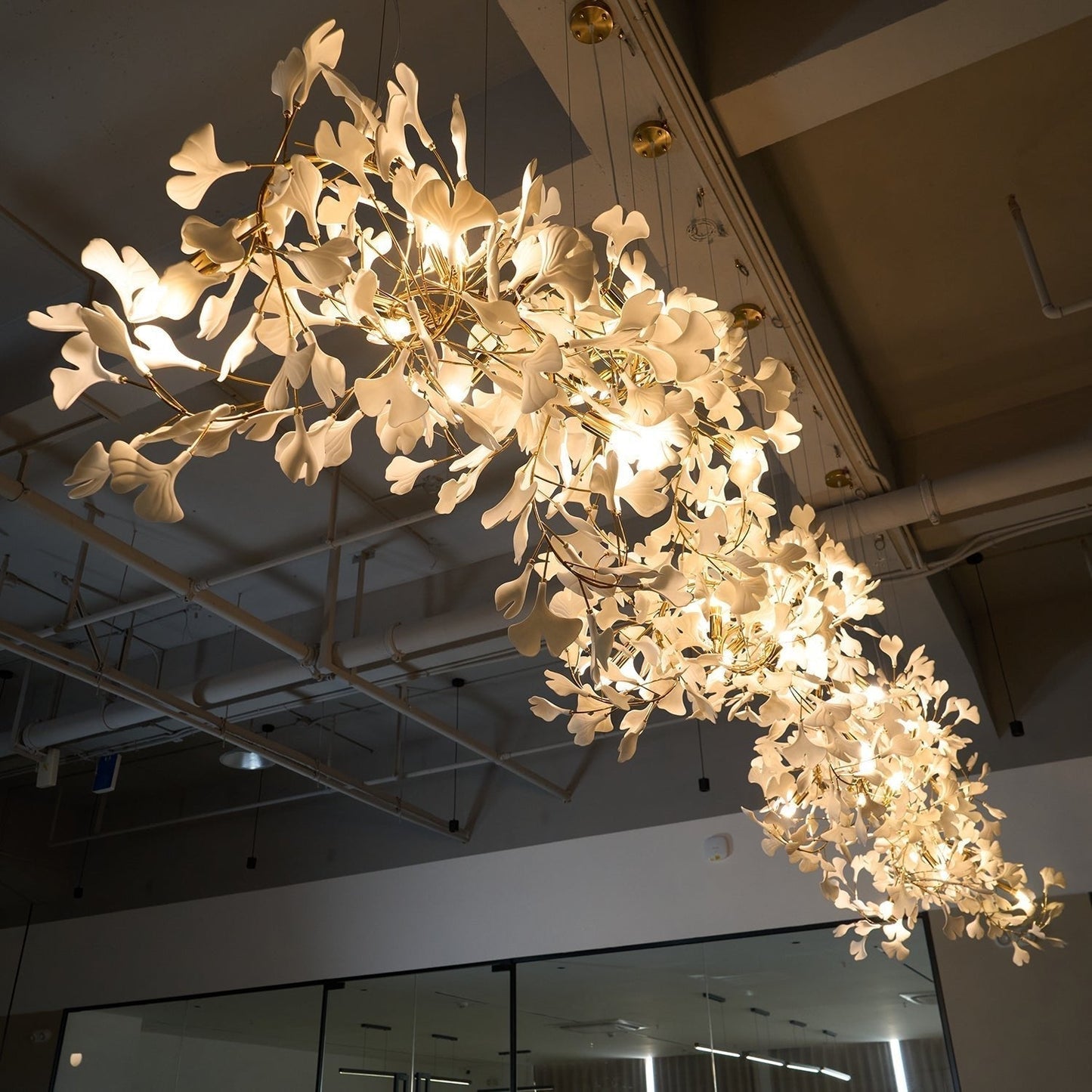 Gingko Ceramic Branch Chandelier C