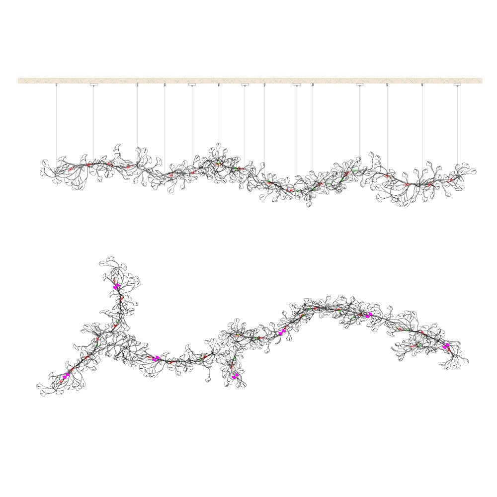 Gingko Ceramic Branch Chandelier E