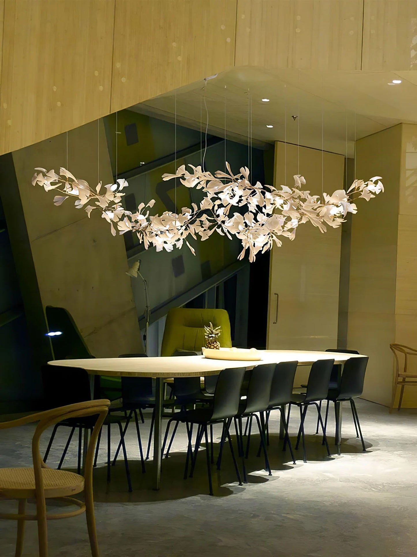 Gingko Leaves Ceramics Spiral Branch Chandelier