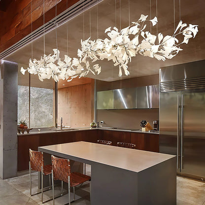 Gingko Leaves Ceramics Spiral Branch Chandelier