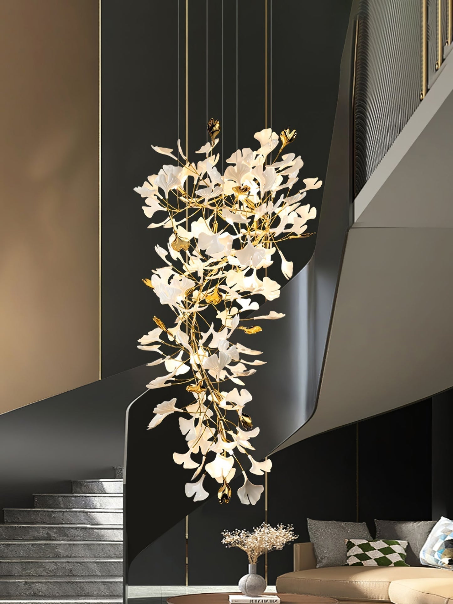 Gingko Ceramic Branch Chandelier Z