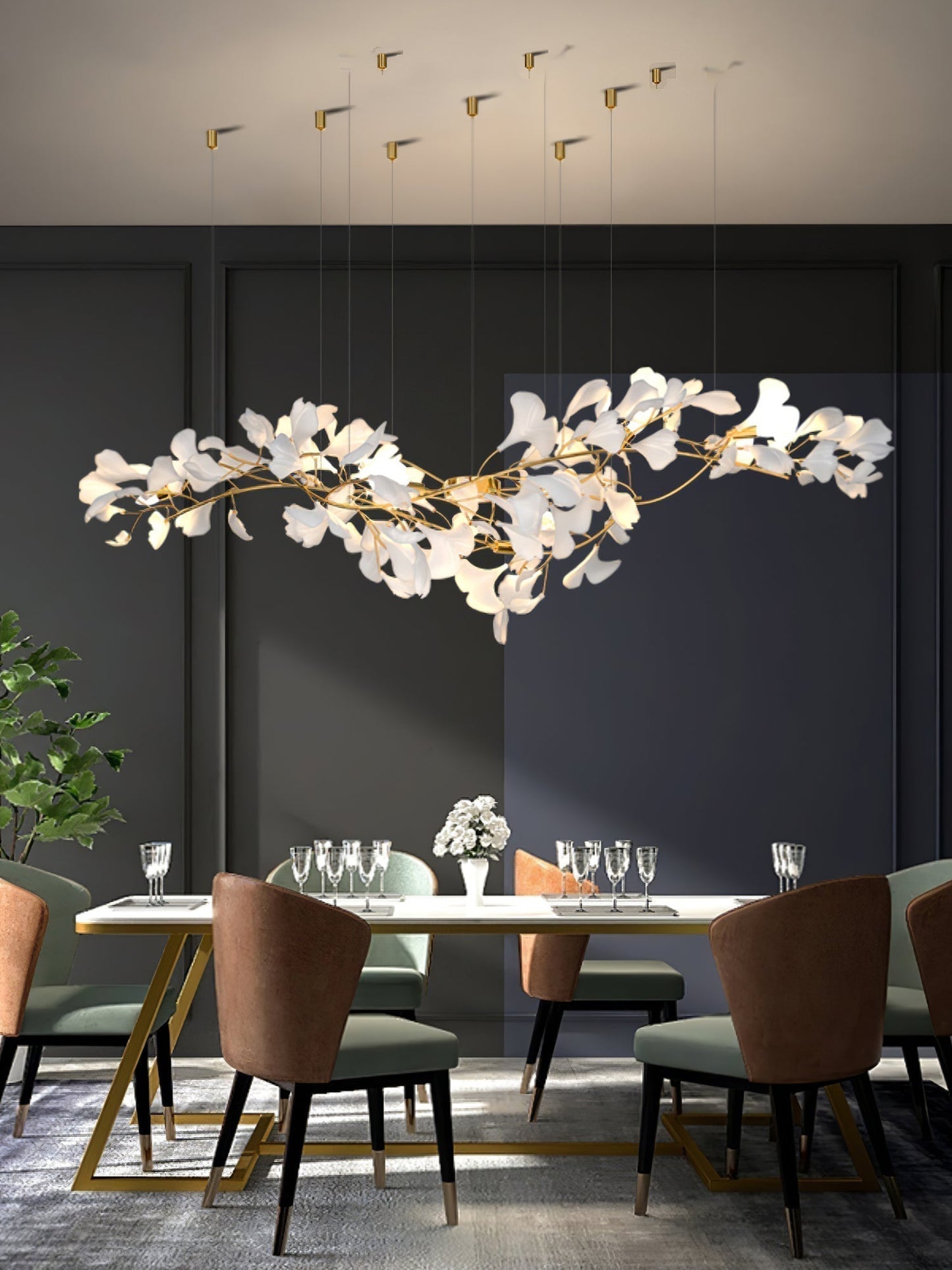 Gingko Ceramic Branch Chandelier Z