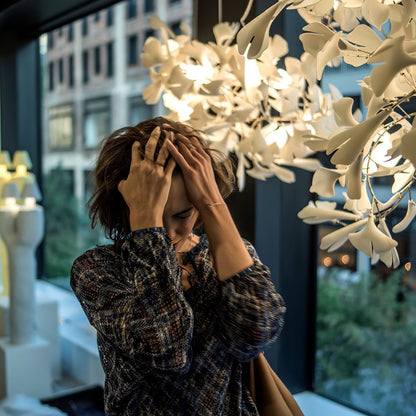 Gingko Leaves Ceramics Spiral Branch Chandelier