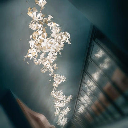 Gingko Leaves Ceramics Spiral Branch Chandelier