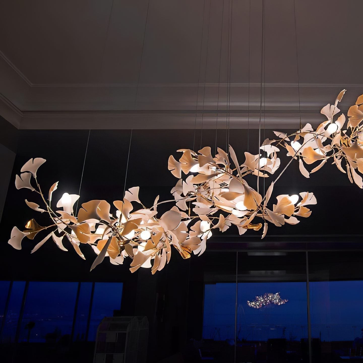 Gingko Leaves Ceramics Spiral Branch Chandelier