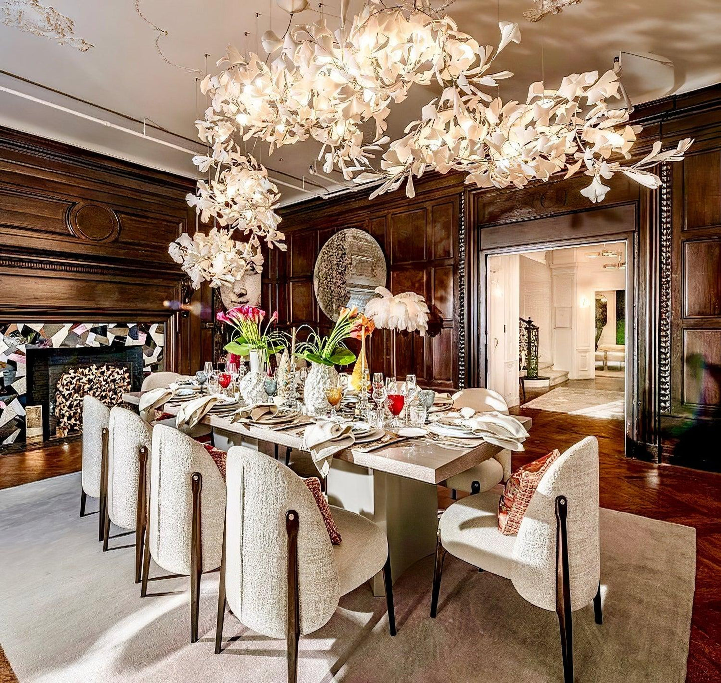 Gingko Ceramic Branch Chandelier C