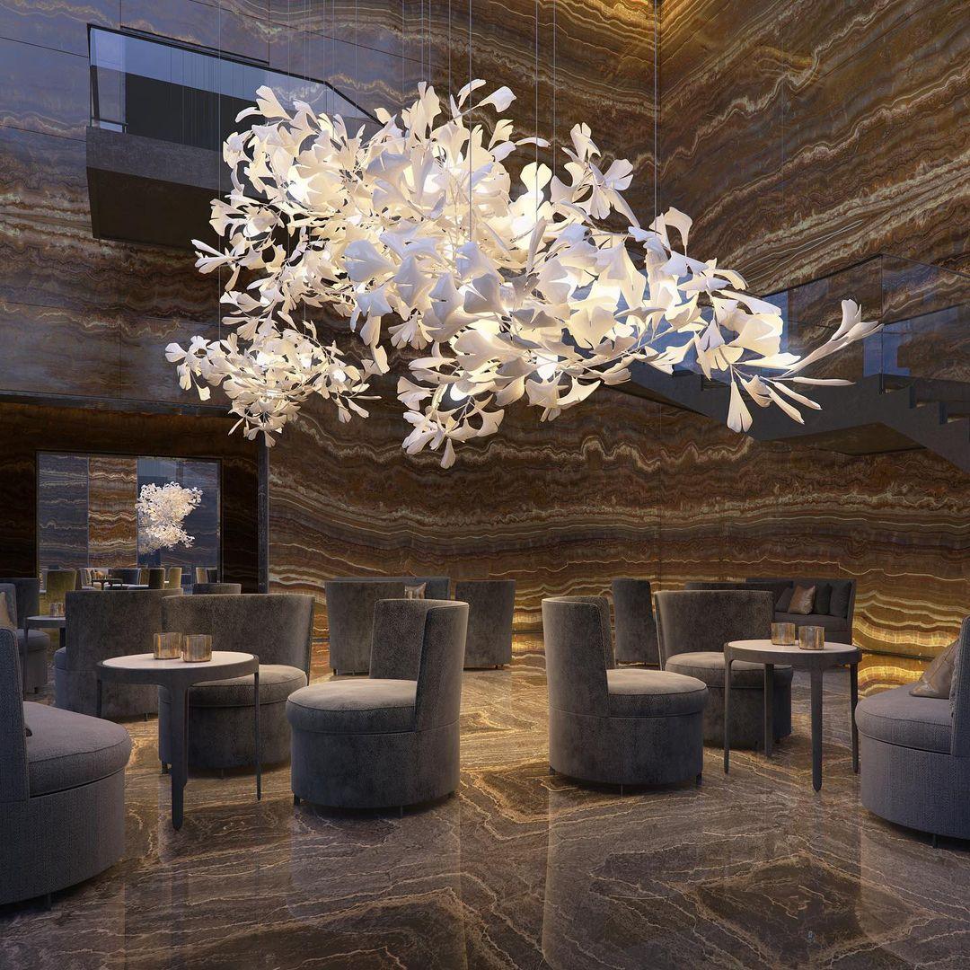 Gingko Ceramic Branch Chandelier C
