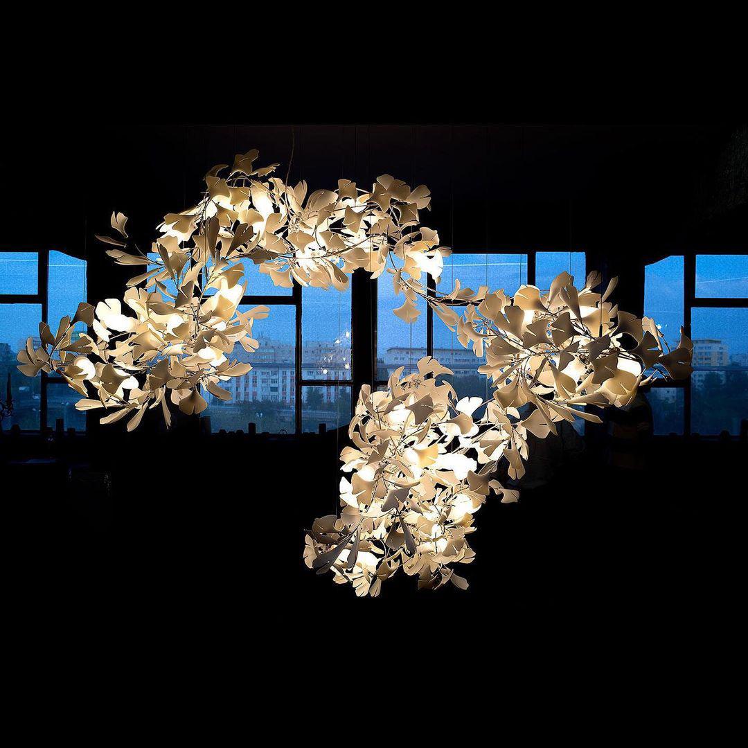 Gingko Ceramic Branch Chandelier C