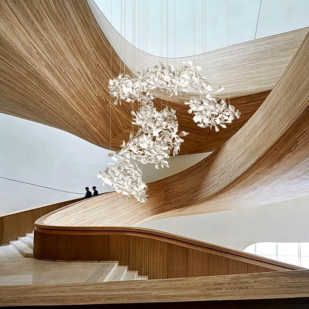 Gingko Ceramic Branch Chandelier C