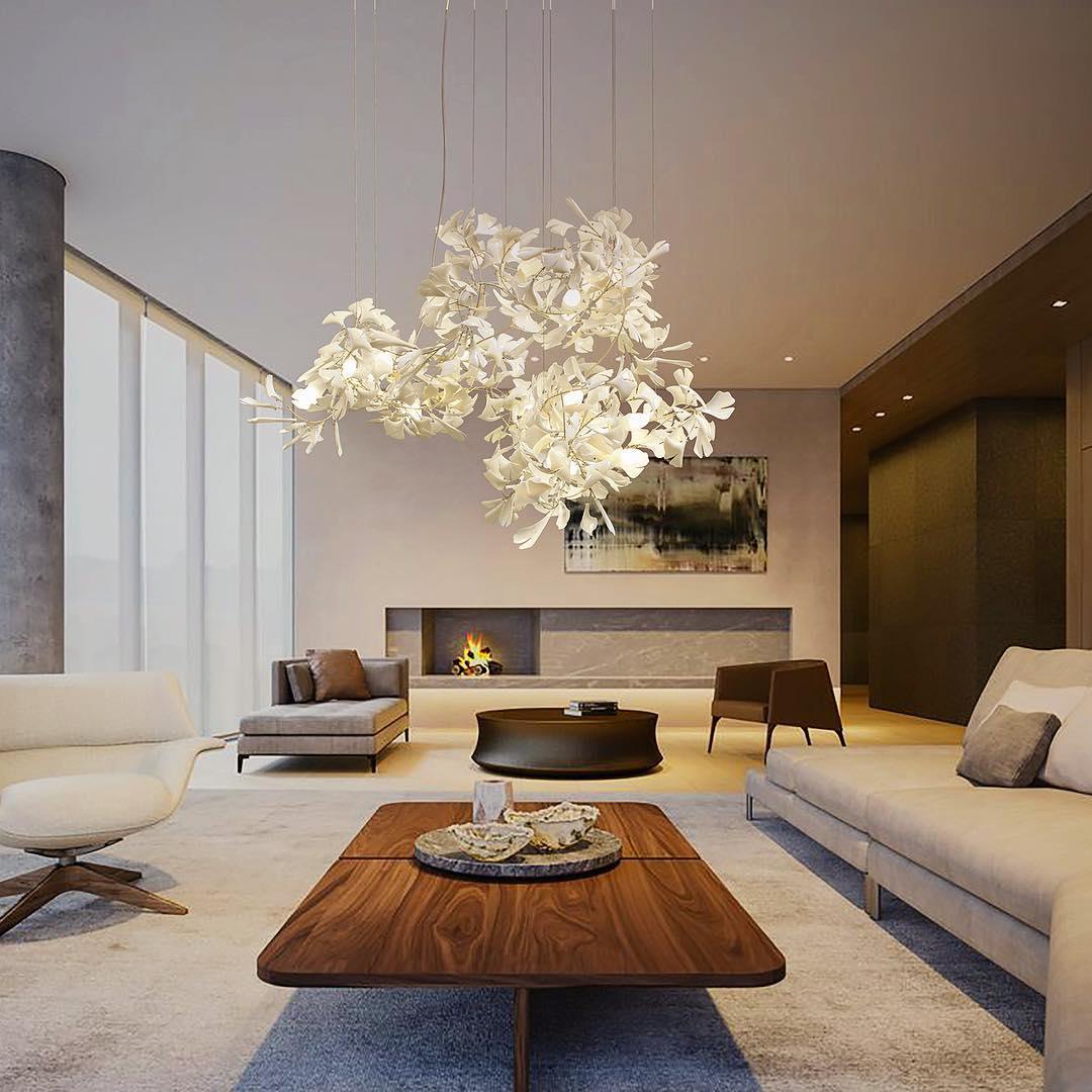 Gingko Ceramic Branch Chandelier C