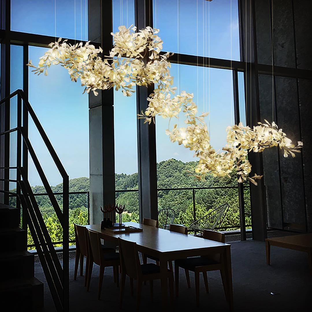 Gingko Ceramic Branch Chandelier C