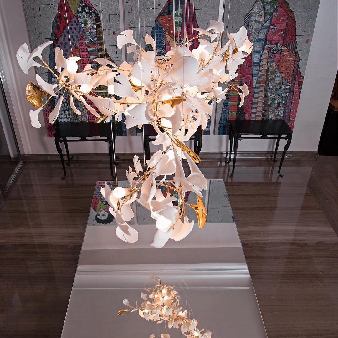 Gingko Ceramic Branch Chandelier E