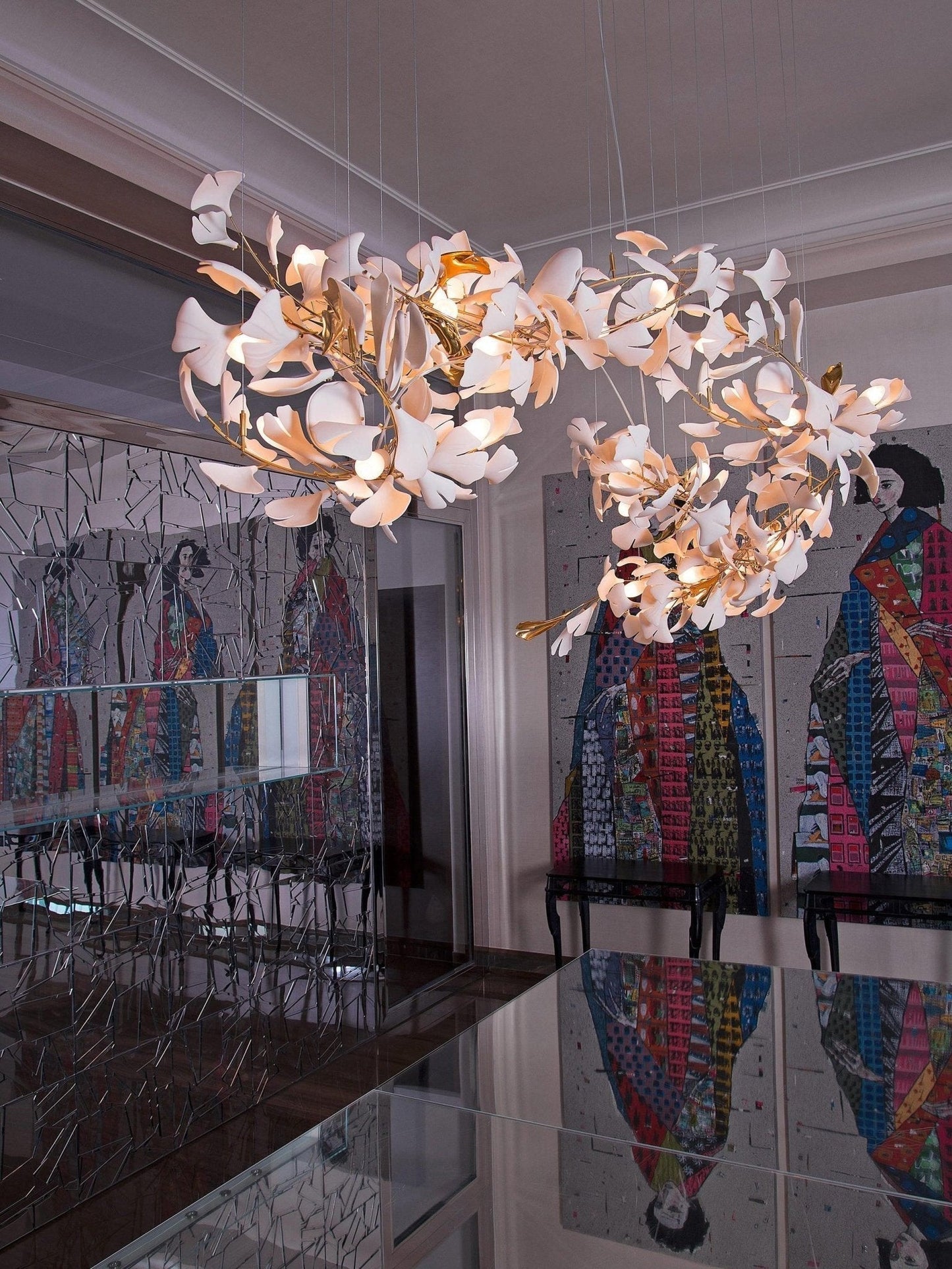 Gingko Ceramic Branch Chandelier E