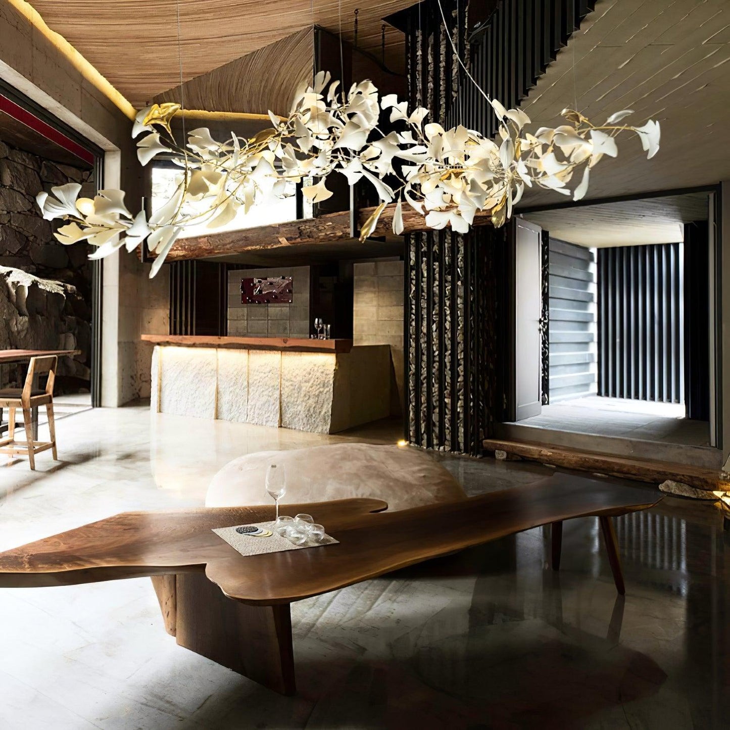 Gingko Ceramic Branch Chandelier E