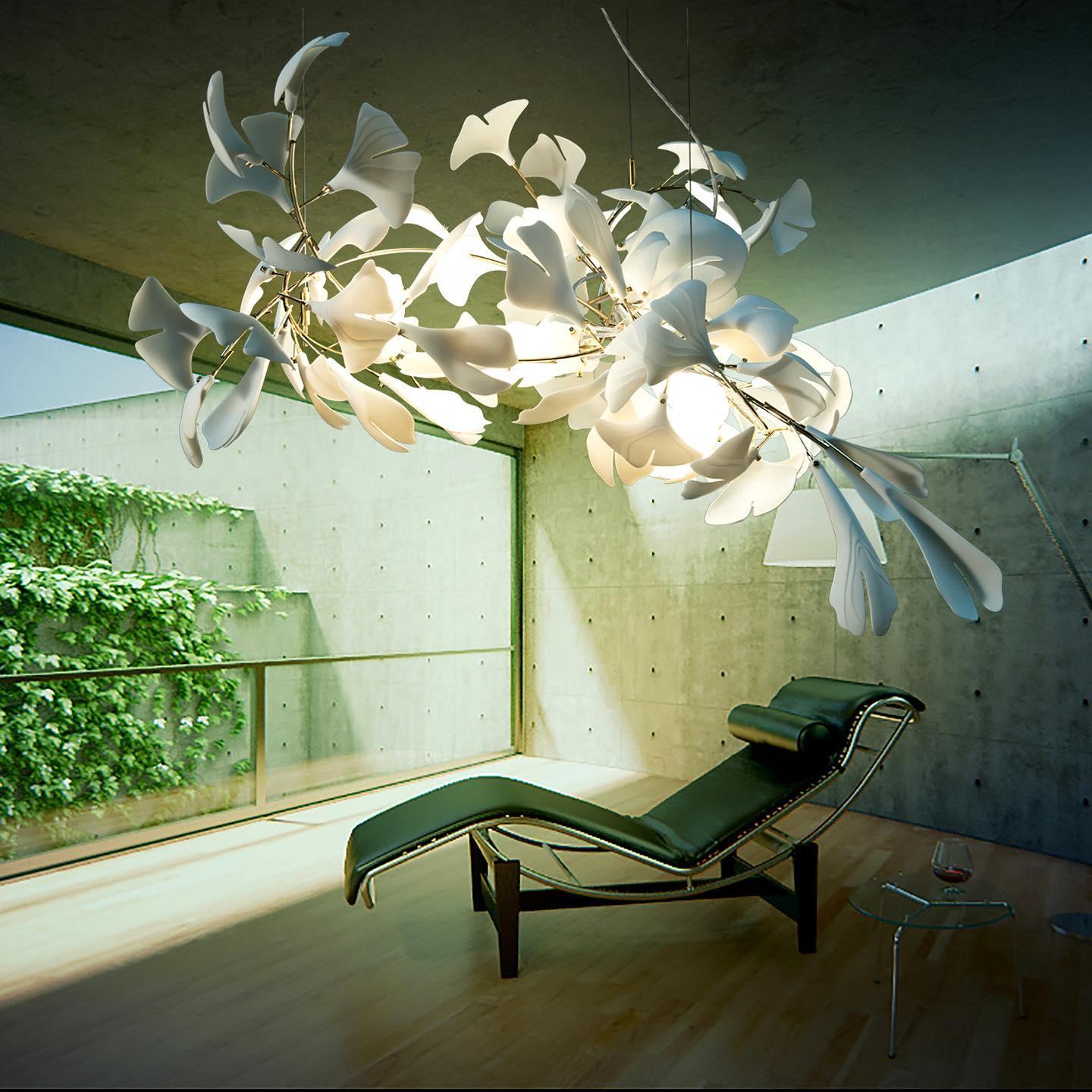Gingko Ceramic Branch Chandelier E