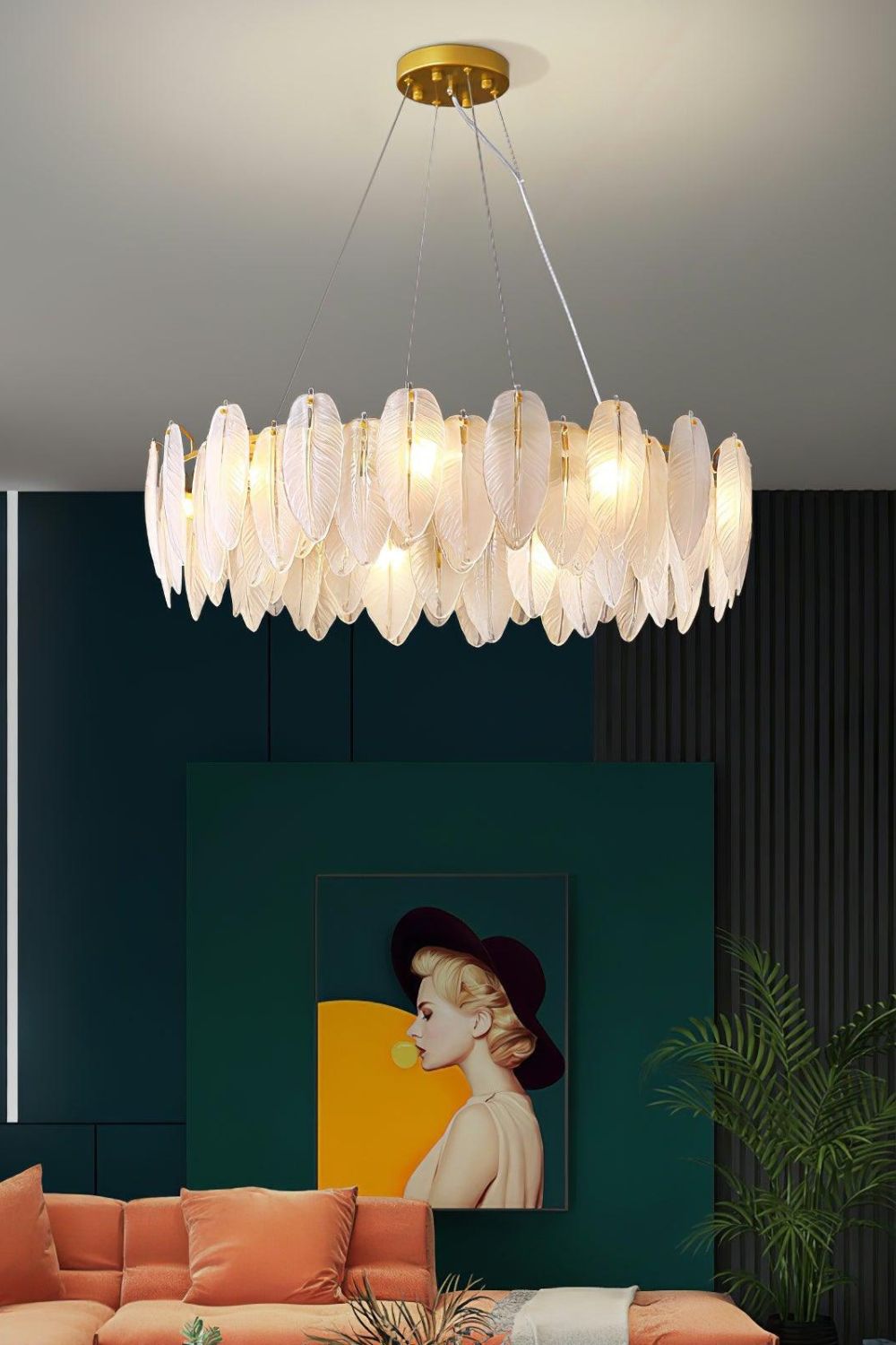 Glass Feather Chandelier - morylighting