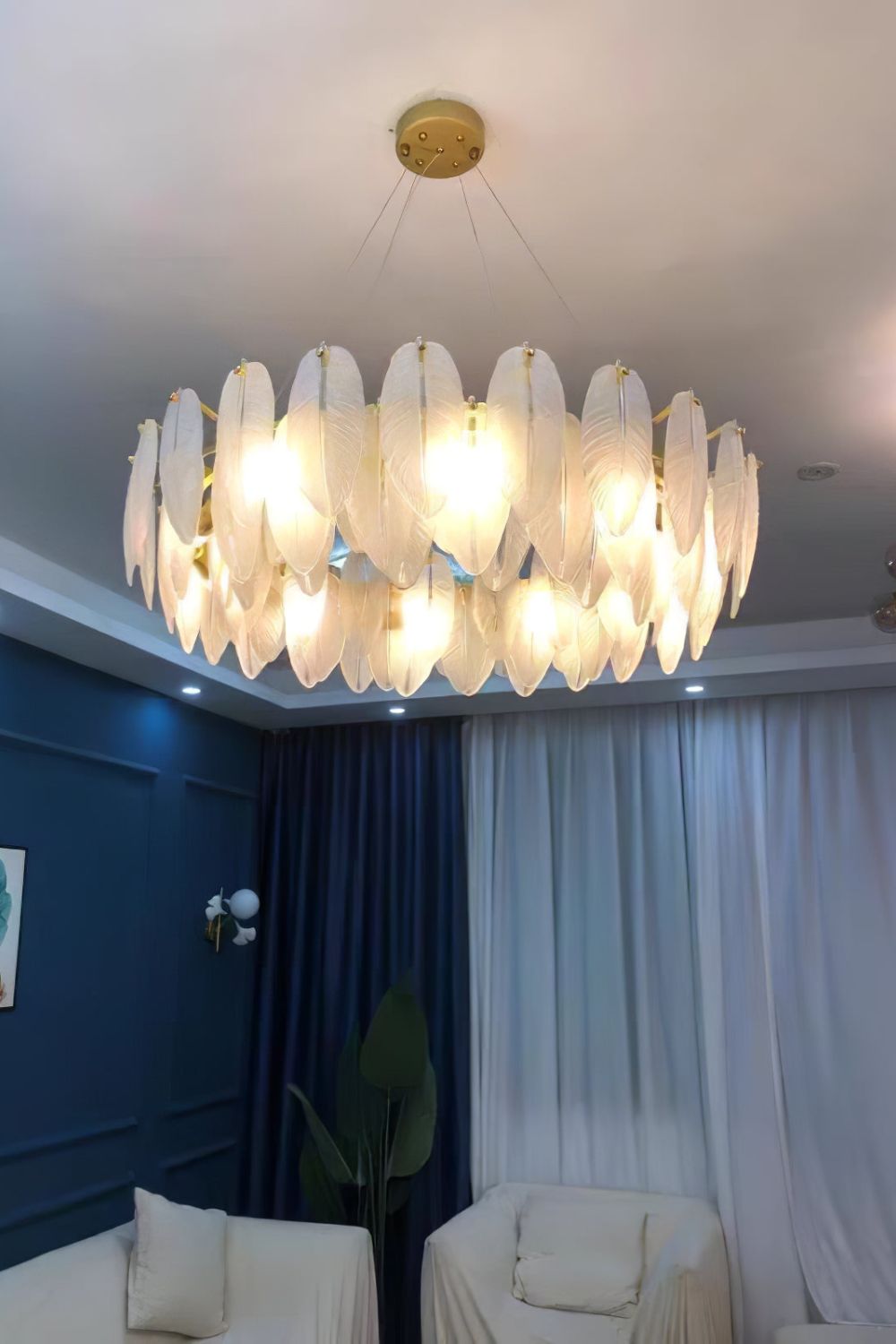 Glass Feather Chandelier - morylighting