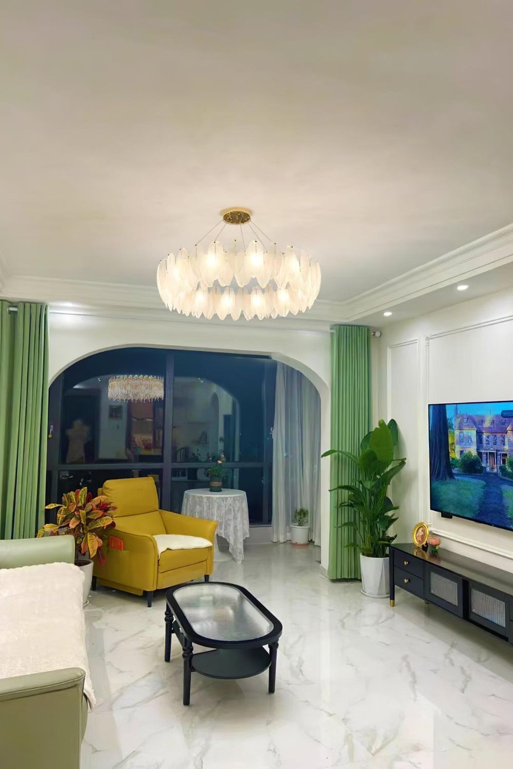 Glass Feather Chandelier - morylighting