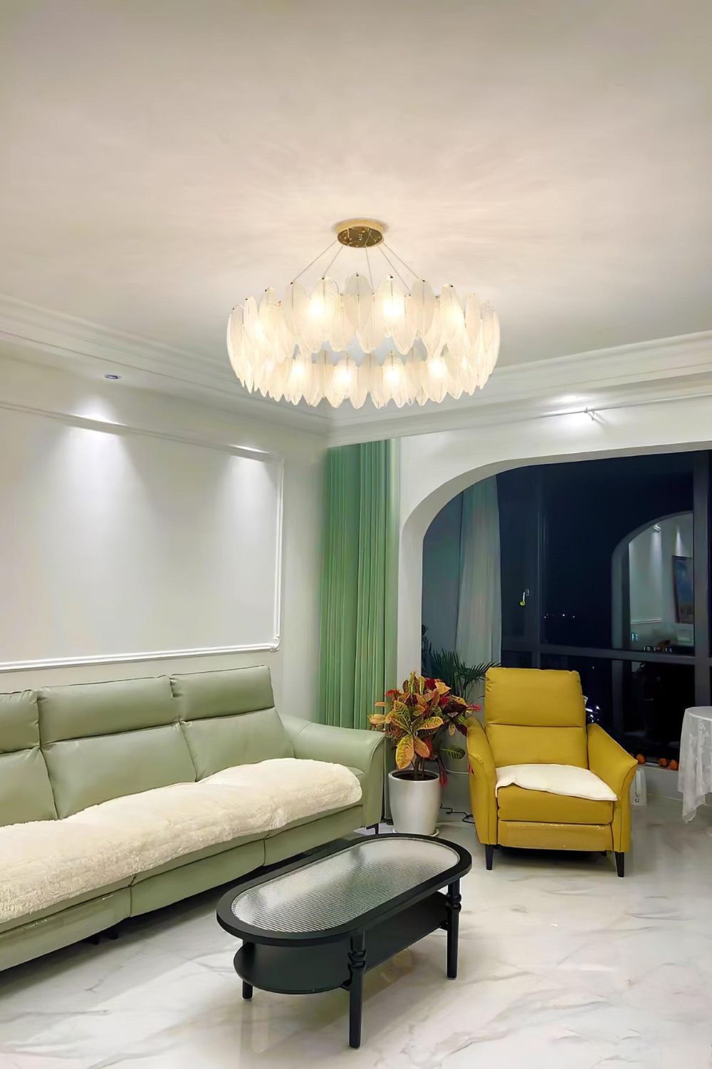 Glass Feather Chandelier - morylighting