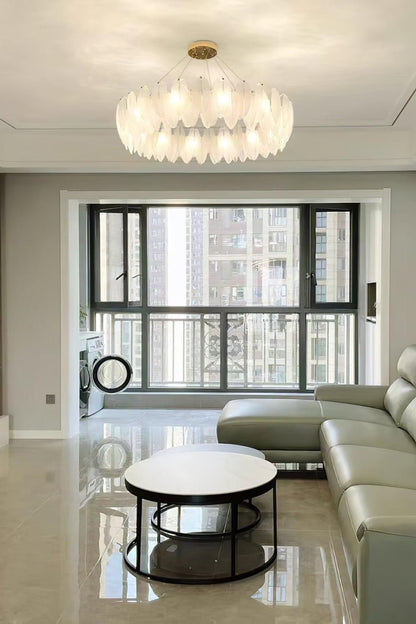 Glass Feather Chandelier - morylighting